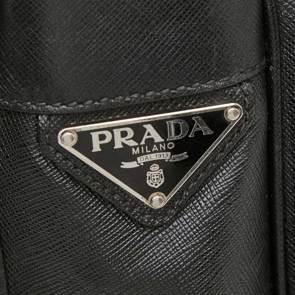 PRADA Black Leather Saffiano Messenger Shoulder Bag - Picture 12 of 16